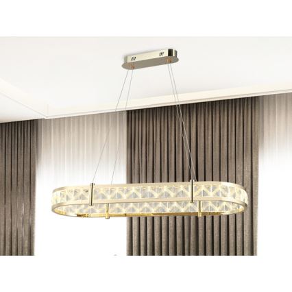 LED Zatemnljiv kristalni lestenec na jekleni vrvici ENRIQUE LED/50W//230V 3000-6000K + daljinski upravljalnik