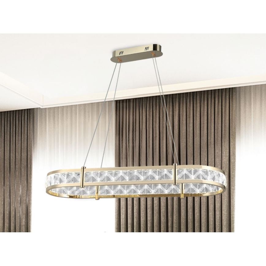 LED Zatemnljiv kristalni lestenec na jekleni vrvici ENRIQUE LED/50W//230V 3000-6000K + daljinski upravljalnik