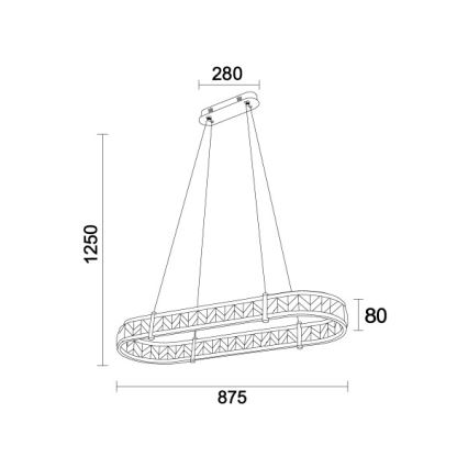 LED Zatemnljiv kristalni lestenec na jekleni vrvici ENRIQUE LED/50W//230V 3000-6000K + daljinski upravljalnik
