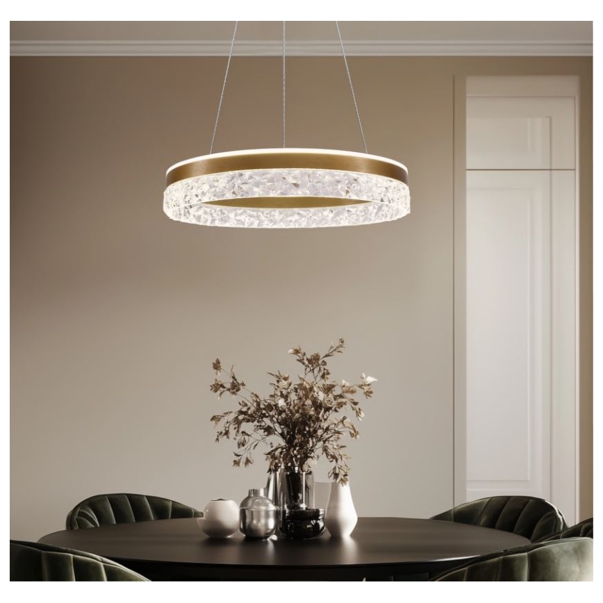 LED Lestenj na vrvi FROZI LED/32W/230V premer 50 cm zlat