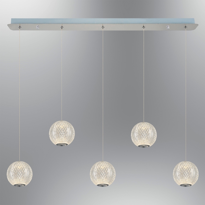 LED Luč na vrvici CREMONA 5xLED/5W/230V 3000K mat krom