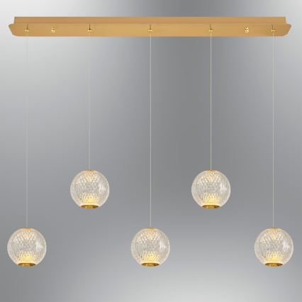 LED Luč na vrvici CREMONA 5xLED/5W/230V 3000K zlato