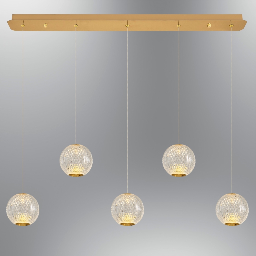 LED Luč na vrvici CREMONA 5xLED/5W/230V 3000K zlato