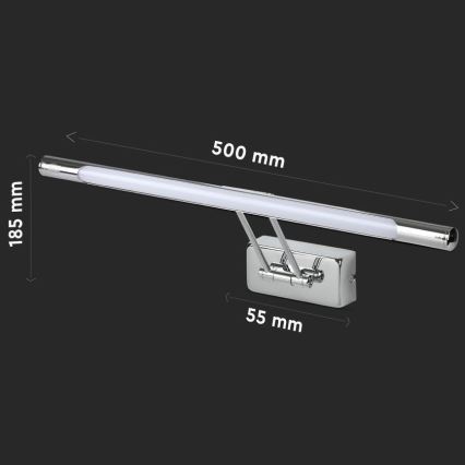 LED Luč za osvetlitev ogledala LED/9W/230V 3000K 50cm sijajni krom