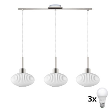 LED Luster na kablu HARMA 3xE27/60W/230V mat krom/bela