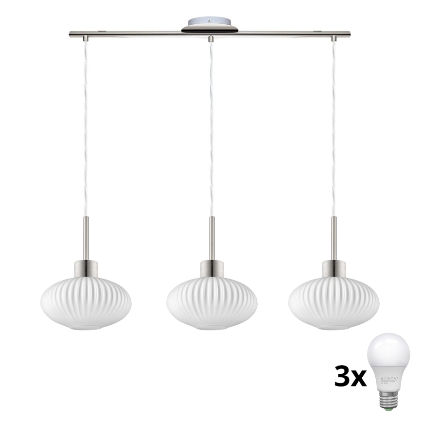 LED Luster na kablu HARMA 3xE27/60W/230V mat krom/bela