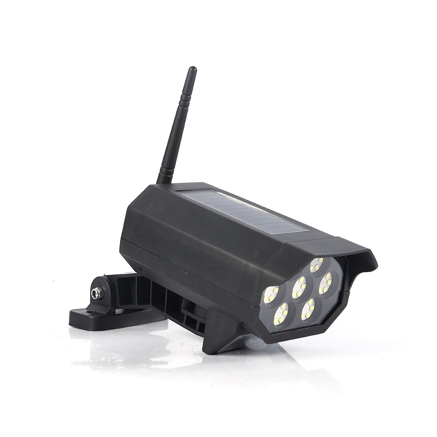 LED Maketa varnostne kamere s senzorjem in s solarnim panelom LED/5W/5,5V IP65 + Daljinski upravljalnik