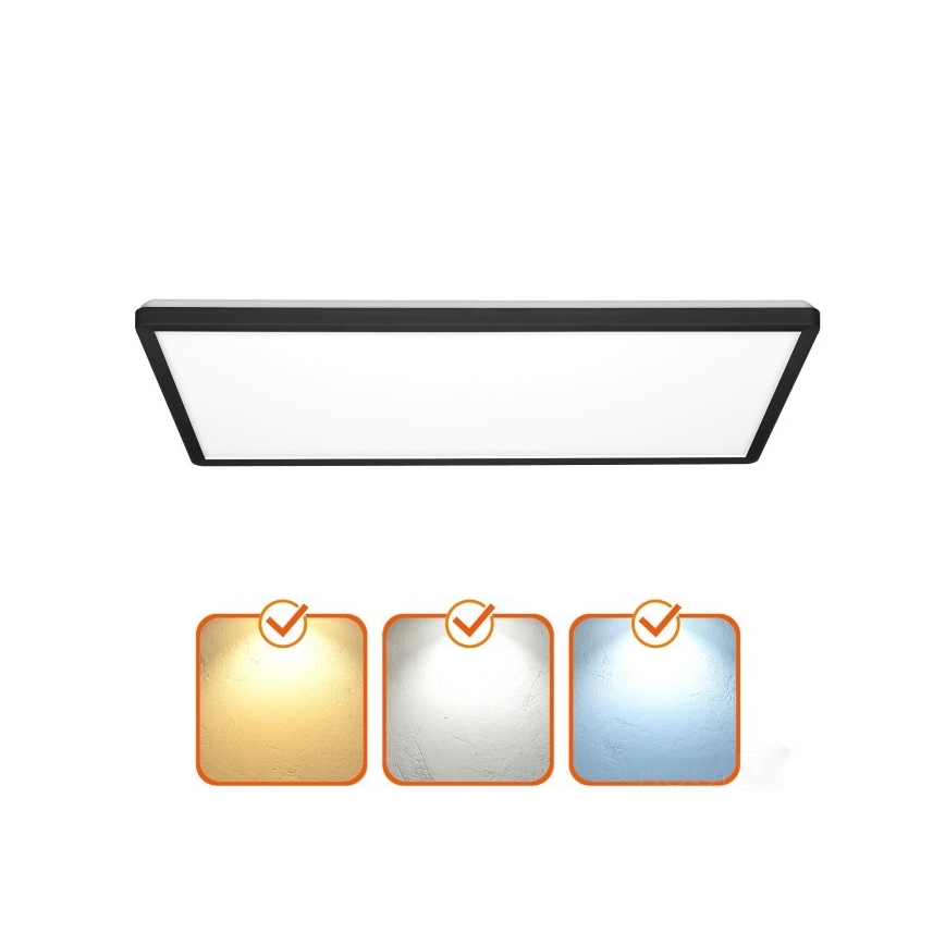 LED Nadgradni panel NIVERA LED/32W/230V IP54 3000/4000/6000K 29,5x59,5 cm črna