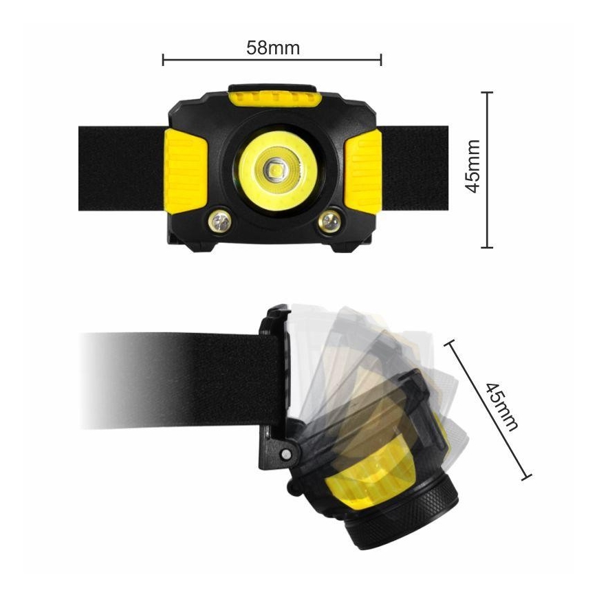 LED Naglavna svetilka 2xLED/5W/3xAAA + LED/3W