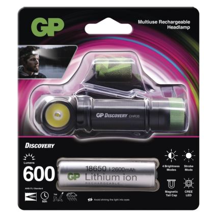 LED naglavna svetilka GP DISCOVERY CHR35 LED/3,7V/2600mAh