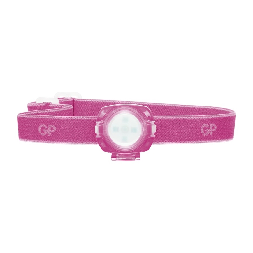 LED naglavna svetilka GP EVERYBODY 4xLED/2×CR2025 roza