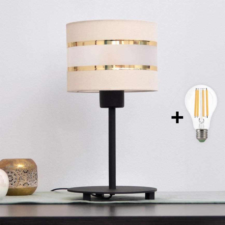 LED Namizna svetilka HELEN 1xE27/15W/230V krem barva/črna/zlata