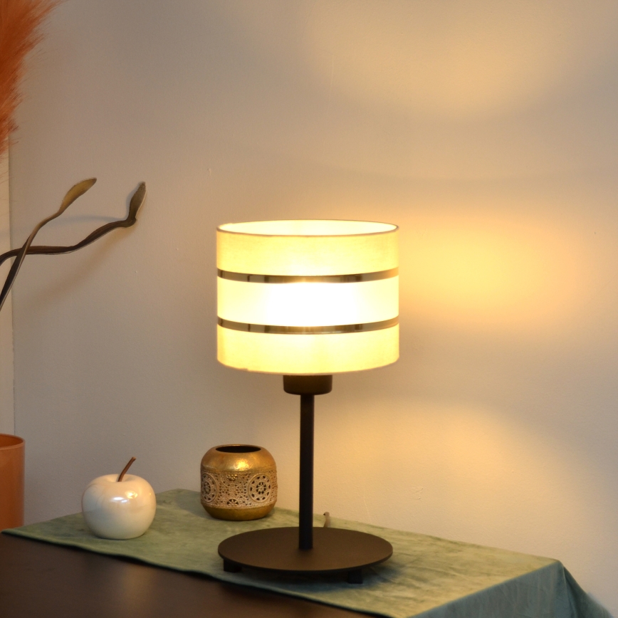 LED Namizna svetilka HELEN 1xE27/15W/230V krem barva/črna/zlata