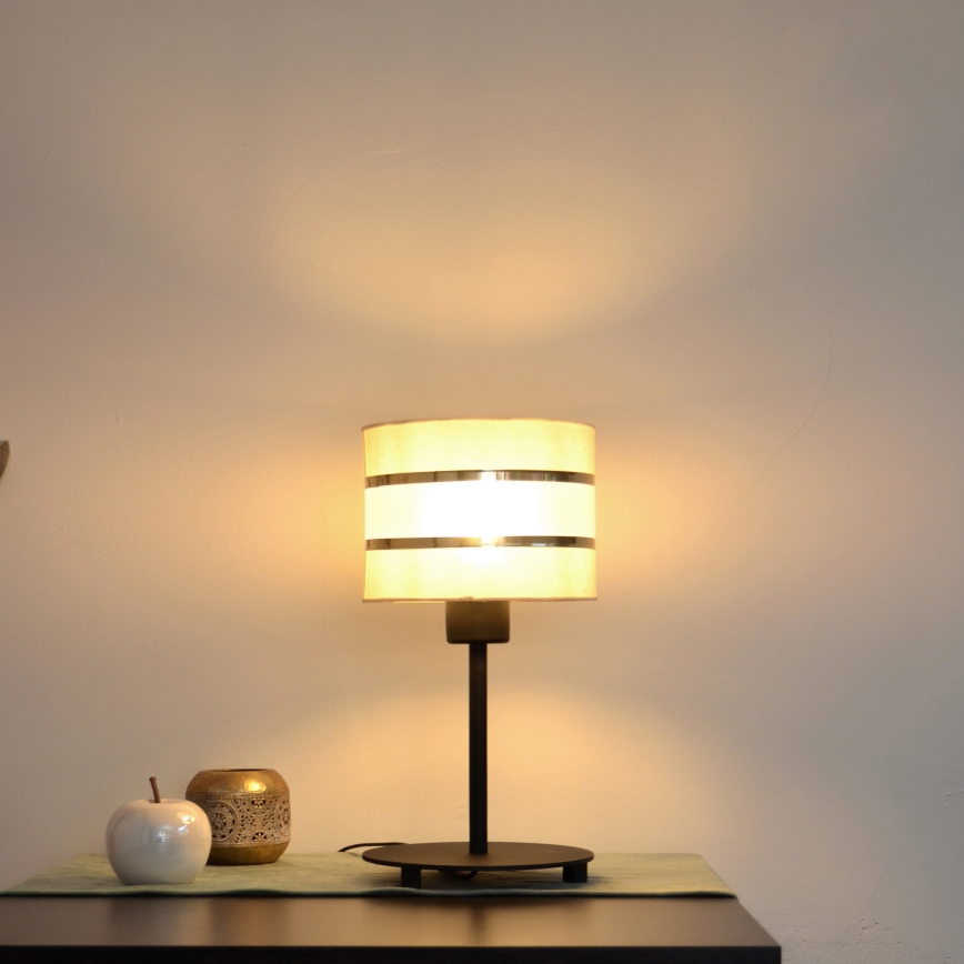 LED Namizna svetilka HELEN 1xE27/15W/230V krem barva/črna/zlata