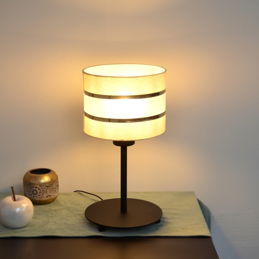 LED Namizna svetilka HELEN 1xE27/15W/230V krem barva/črna/zlata