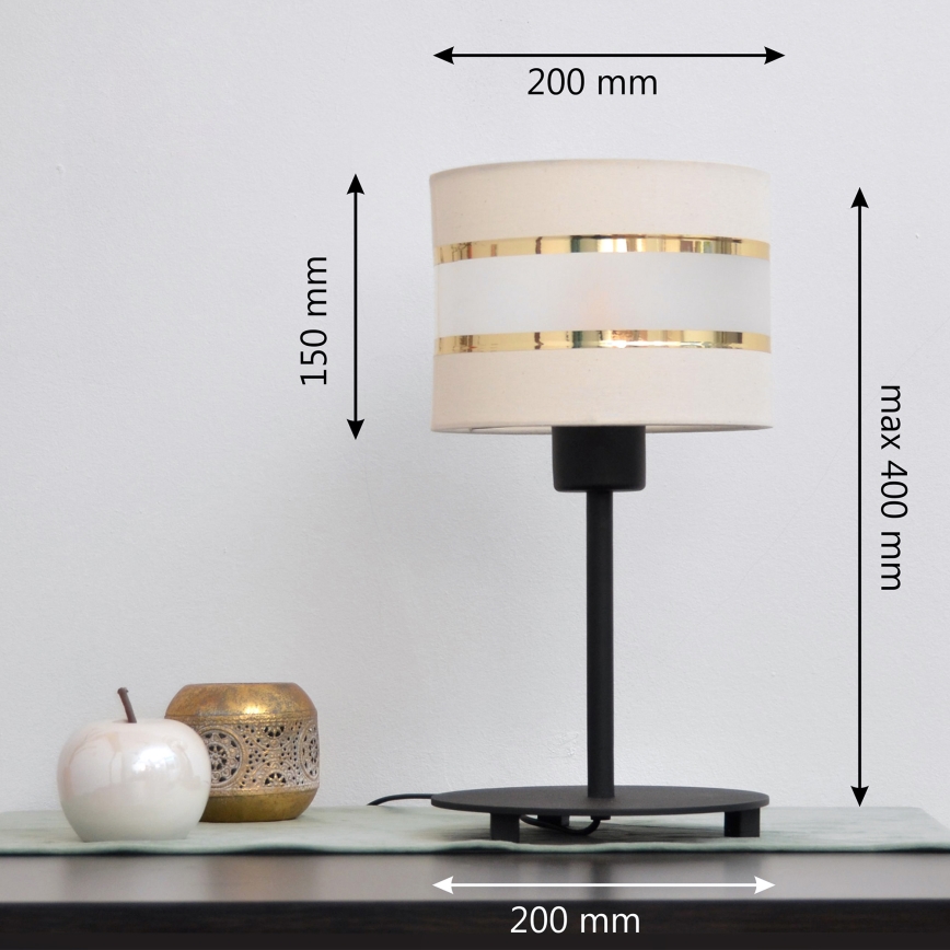 LED Namizna svetilka HELEN 1xE27/15W/230V krem barva/črna/zlata