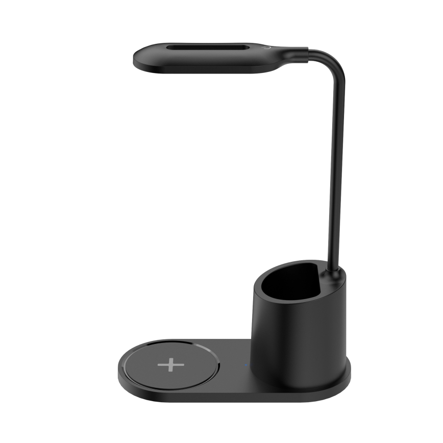 LED Namizna svetilka LED/3W/5V z brezžičnim polnilnikom črna