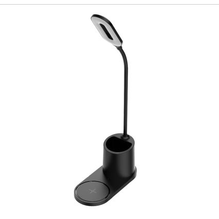 LED Namizna svetilka LED/3W/5V z brezžičnim polnilnikom črna
