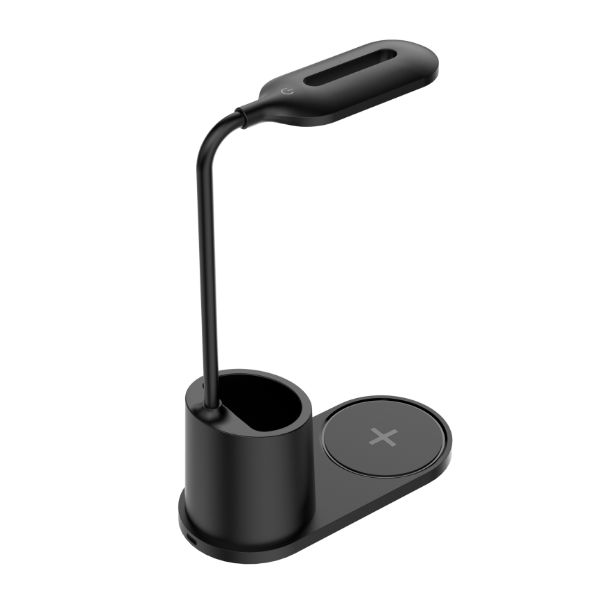 LED Namizna svetilka LED/3W/5V z brezžičnim polnilnikom črna