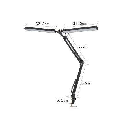 LED namizna svetilka s sponko 2xLED/10W/230V 2800-6800K