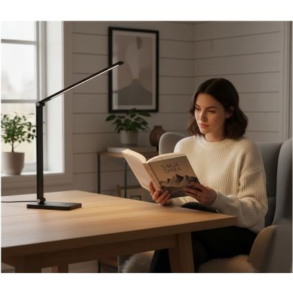 LED nastavljiva namizna svetilka z brezžičnim polnjenjem QI NOBLITE Q LED/7W/230V 3000/4000/6500K črna