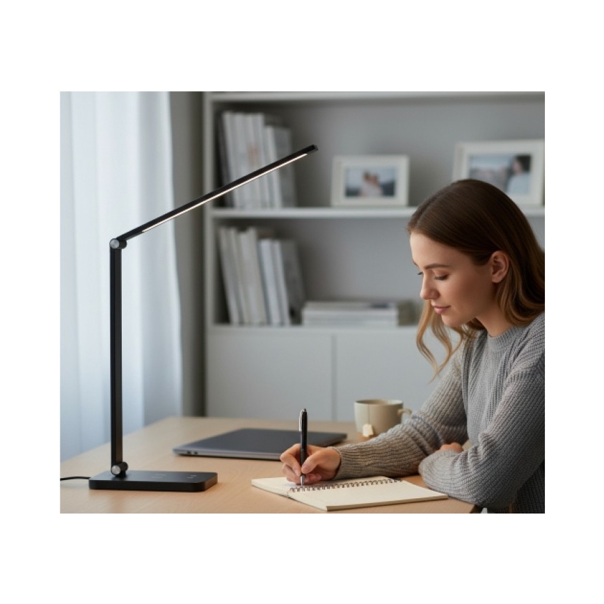LED nastavljiva namizna svetilka z brezžičnim polnjenjem QI NOBLITE Q LED/7W/230V 3000/4000/6500K črna