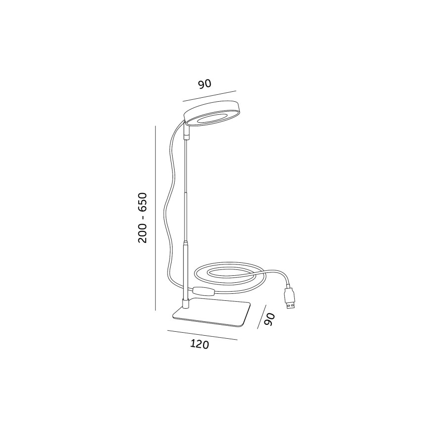 LED zatemnjevalna namizna svetilka za gojenje rastlin VERDI LED/5W/5V 1300K CRI 95 bela