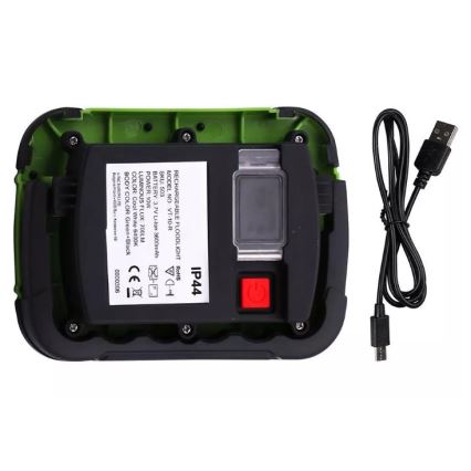 LED Napolnitvena svetilka SAMSUNG CHIP LED/10W/3,7V IP44 6400K 3600 mAh zelena
