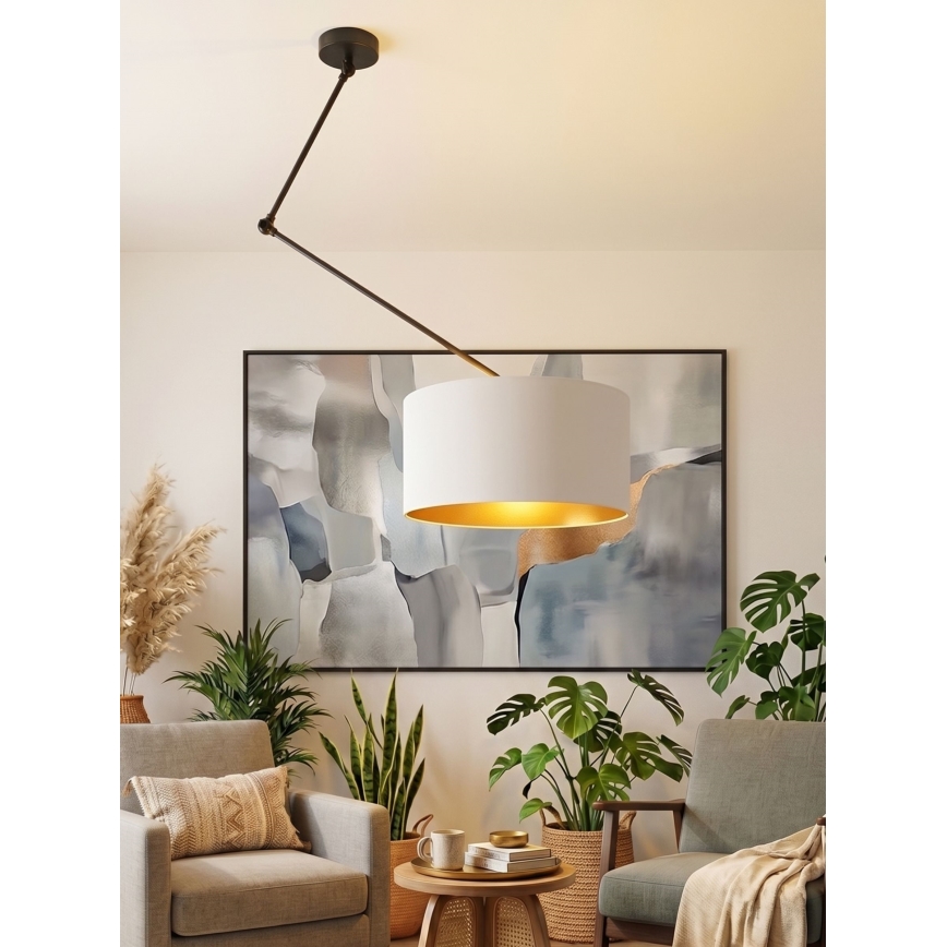 LED nastavljiv lestenec na drogu GORTA 1xE27/60W/230V bela/zlata