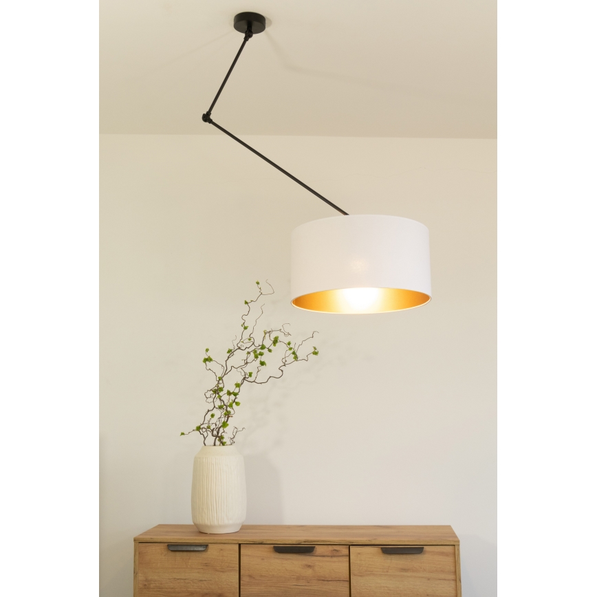 LED nastavljiv lestenec na drogu GORTA 1xE27/60W/230V bela/zlata