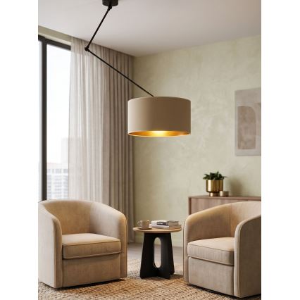 LED nastavljiv lestenec na drogu GORTA 1xE27/60W/230V bež/zlata