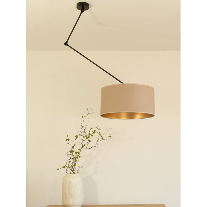 LED nastavljiv lestenec na drogu GORTA 1xE27/60W/230V bež/zlata