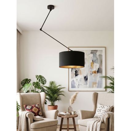 LED nastavljiv lestenec na drogu GORTA 1xE27/60W/230V črna/zlata