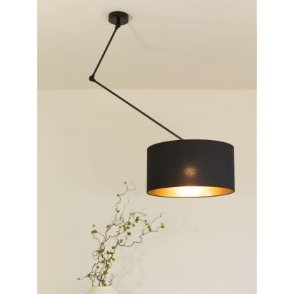 LED nastavljiv lestenec na drogu GORTA 1xE27/60W/230V črna/zlata