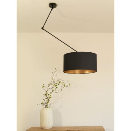 LED nastavljiv lestenec na drogu GORTA 1xE27/60W/230V črna/zlata