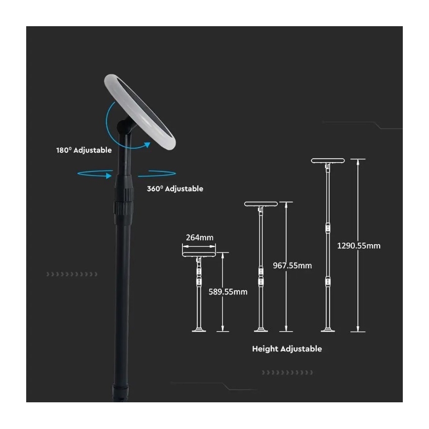 LED Nastavljiv solarna svetilka GARDEN LED/8W/5V 60-129 cm 4000K IP65