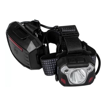 LED nastavljiva polnilna naglavna svetilka s senzorjem, funkcijo powerbanke in rdečo lučjo LED/10W/5V IP44 1200 lm 4000 mAh