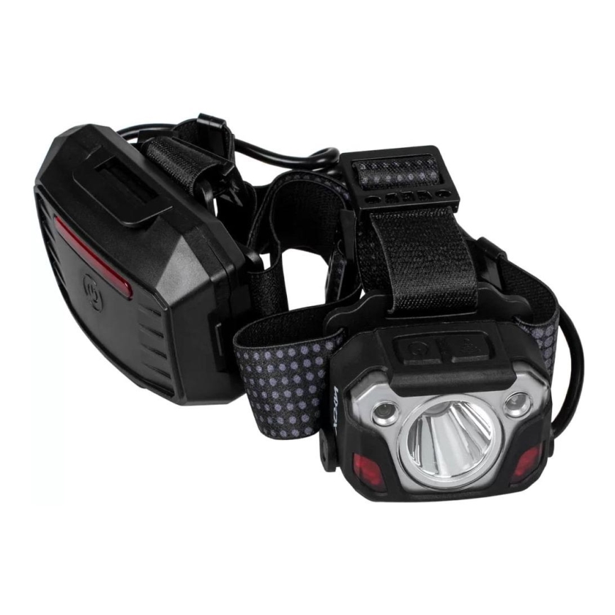 LED nastavljiva polnilna naglavna svetilka s senzorjem, funkcijo powerbanke in rdečo lučjo LED/10W/5V IP44 1200 lm 4000 mAh