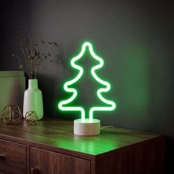 LED neonska namizna dekoracija LED/2W/3xAA USB drevo