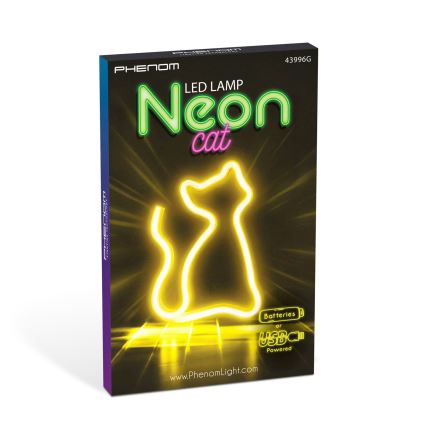 LED Neonska namizna dekoracija LED/2W/3xAA USB mačka