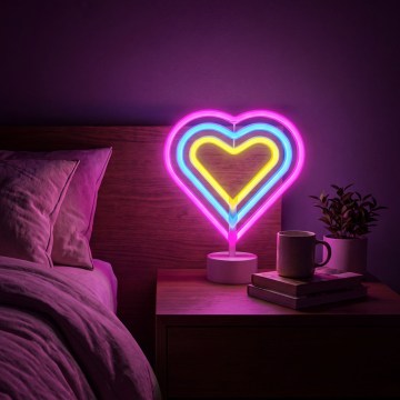 LED neonska namizna dekoracija LED/2W/3xAA USB srce