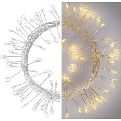 LED  niz 100xLED/3xAA 2,7m topla bela