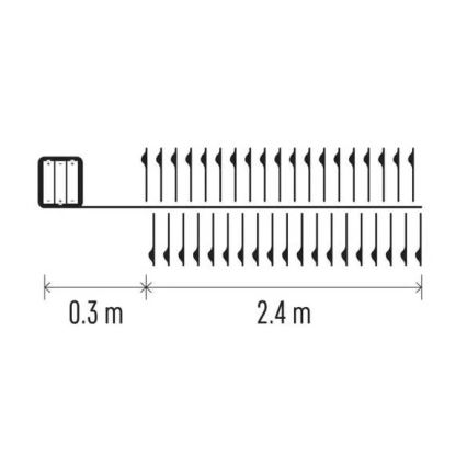 LED  niz 100xLED/3xAA 2,7m topla bela