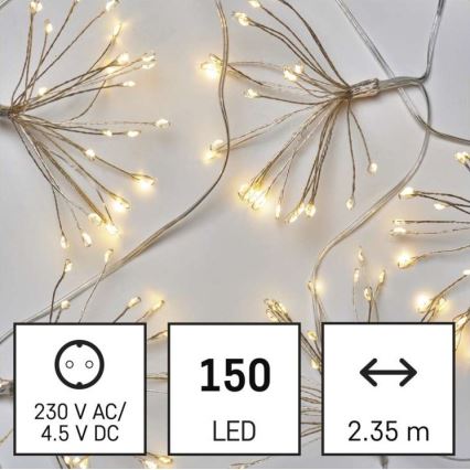 LED niz 150 LED/5,35 m, topla bela