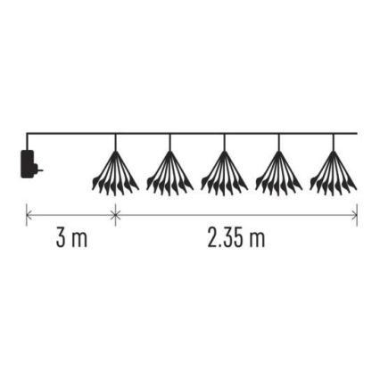 LED niz 150 LED/5,35 m, topla bela