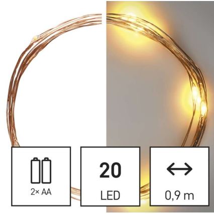 LED niz 20xLED/2,4m topla bela