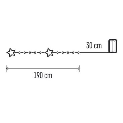 LED  niz 20xLED/2xAA 2,2 m topla bela
