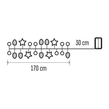 LED niz 20xLED/2xAA 2m