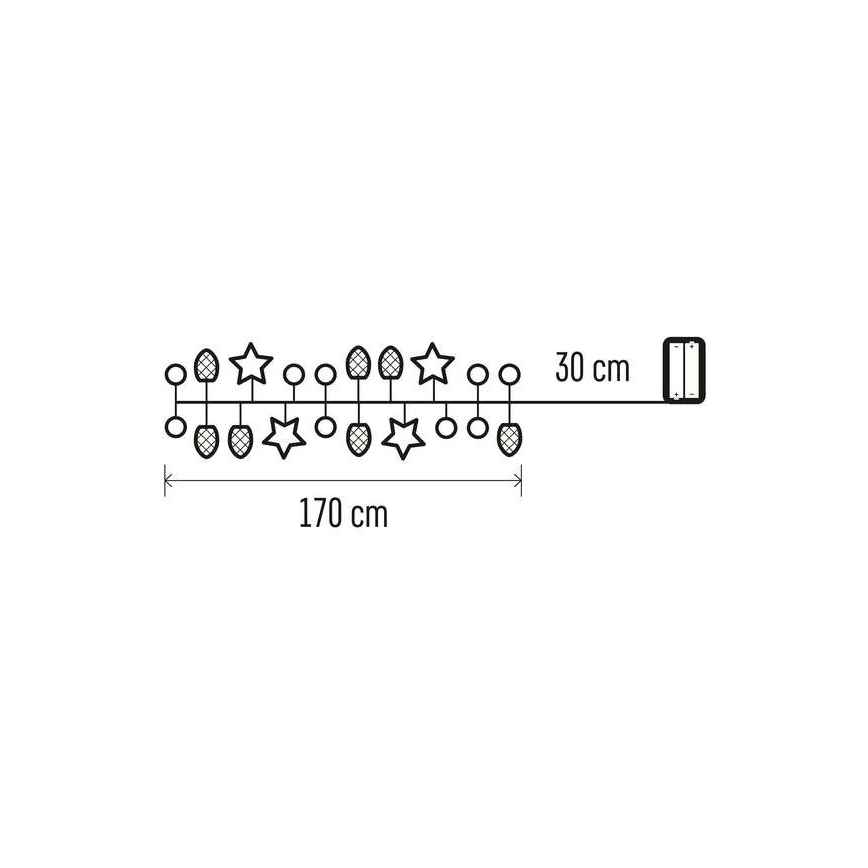 LED niz 20xLED/2xAA 2m