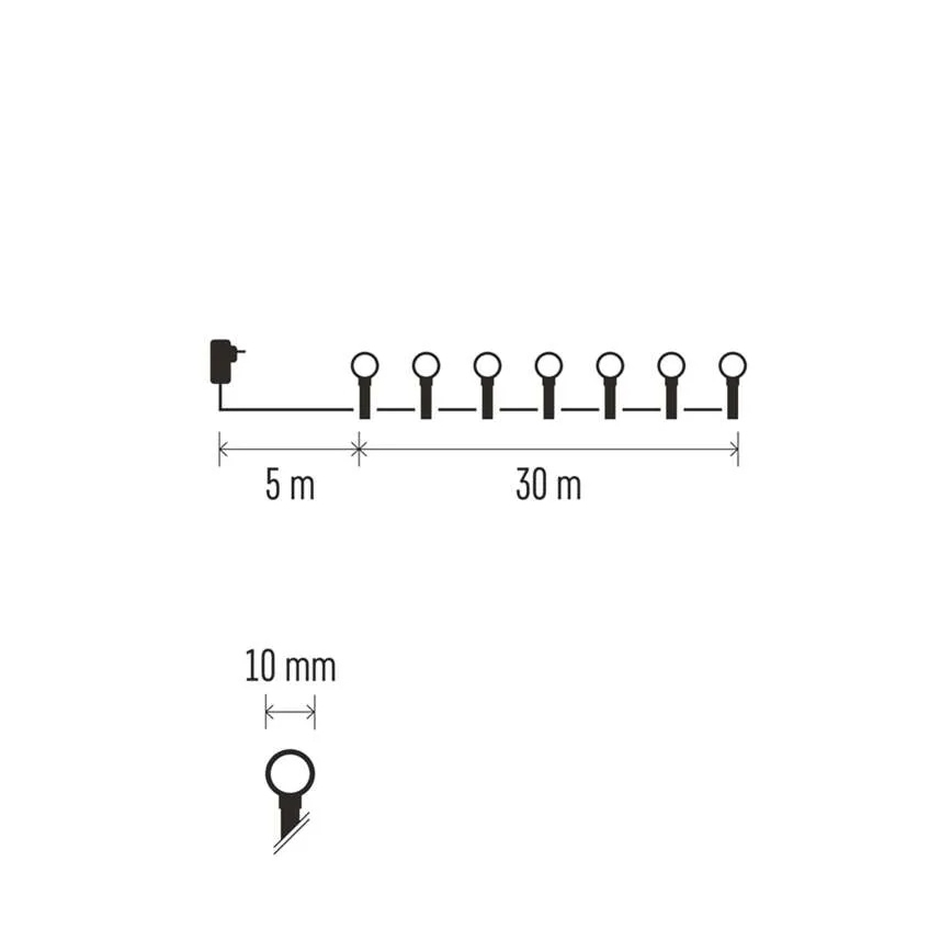 LED niz 300xLED/8 funkcij 35m IP44 topla bela